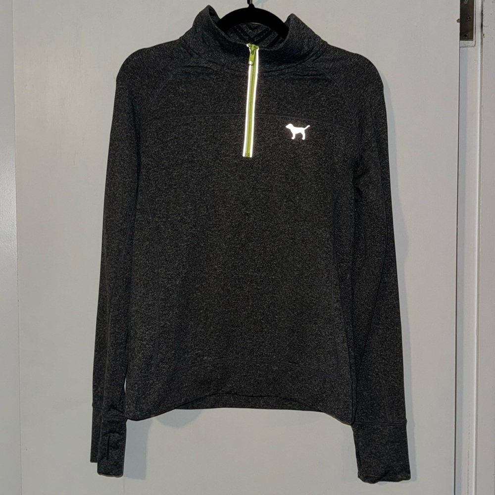 VICTORIA’S SECRET PINK 1/4 ZIP HEATHER GRAY PULLOVER